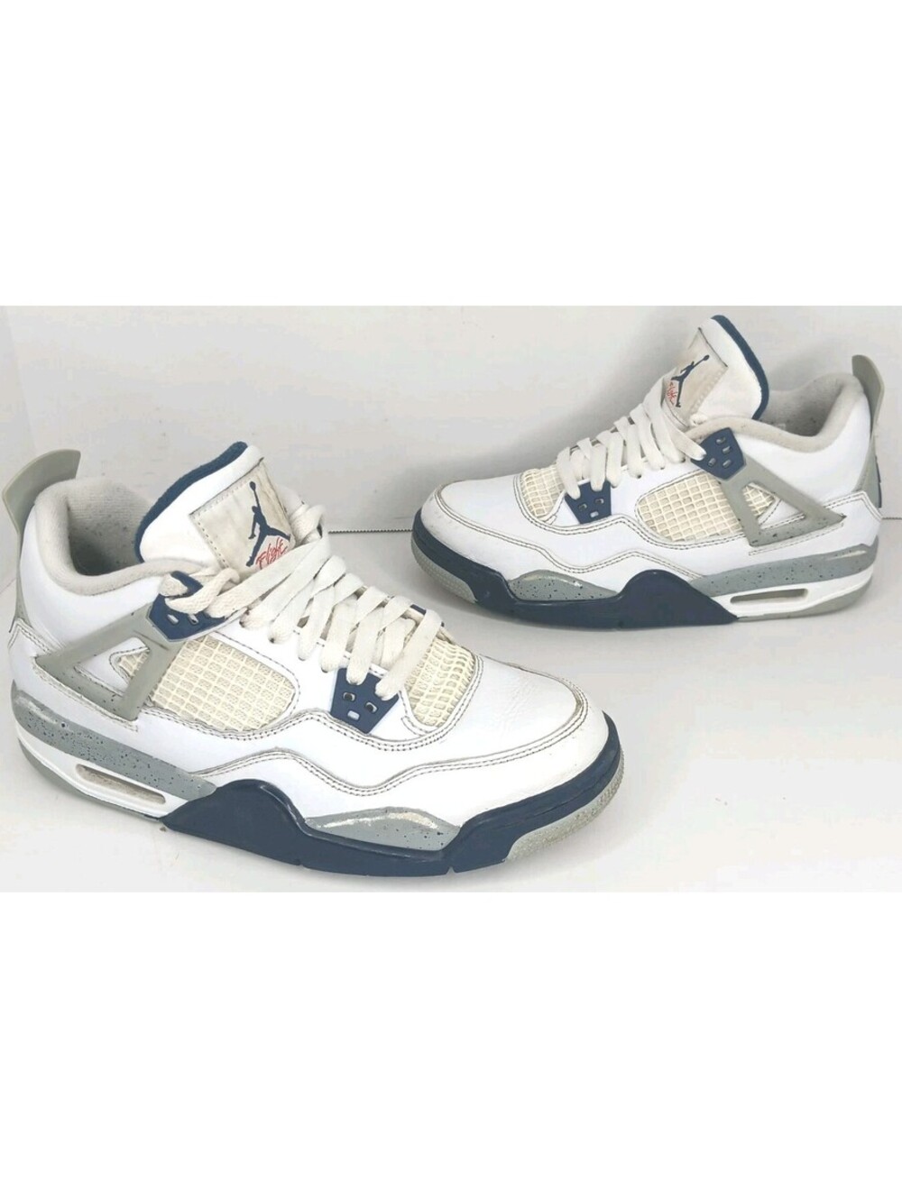 Nike Air Jordan 4 Retro Midnight Navy Shoes Size 6 Y Youth White 408452-140